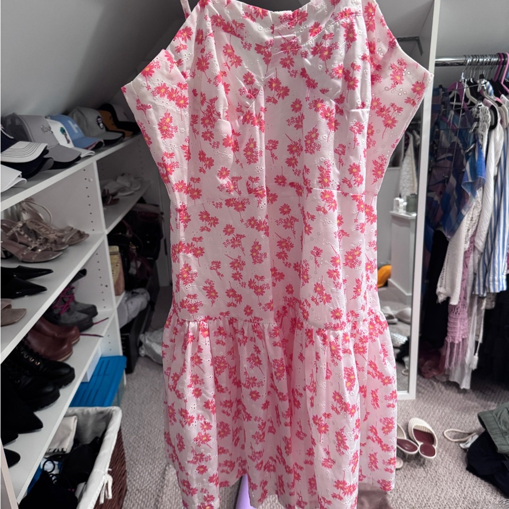 Floral Pink and White Dress